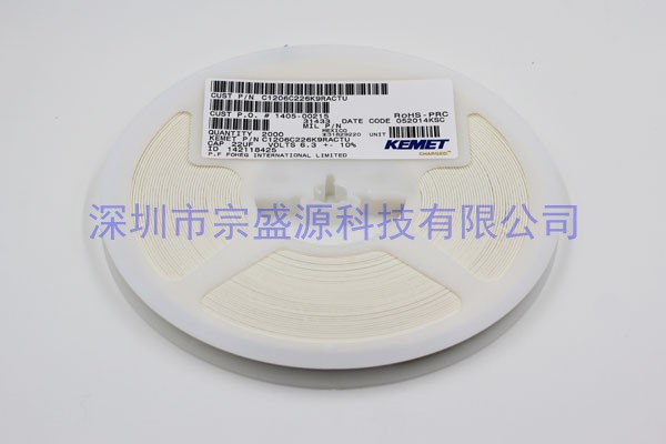 KEMET陶瓷电容 1206 6.3V 22UF C1206C226K9RACTU